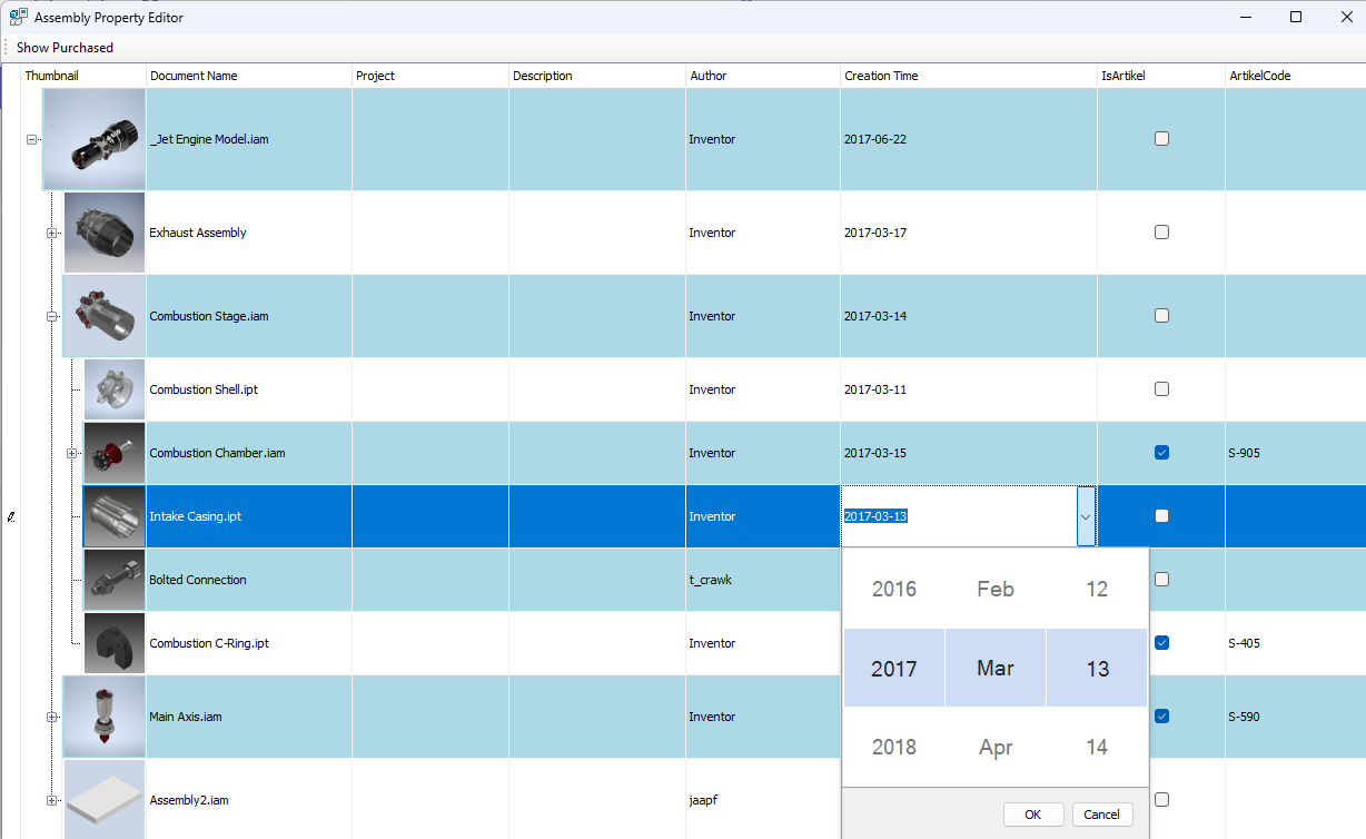 CAD2ERP Assembly Property Editor